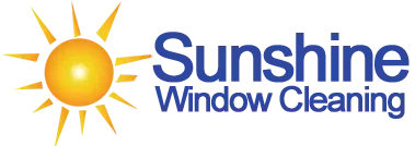 Logo of "sunshine window and gutter cleaning" featuring a stylized sun and text.