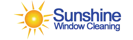 Logo of "sunshine window and gutter cleaning" featuring a stylized sun and text.
